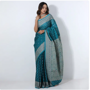 Dust Sky Blue color Cotton Saree